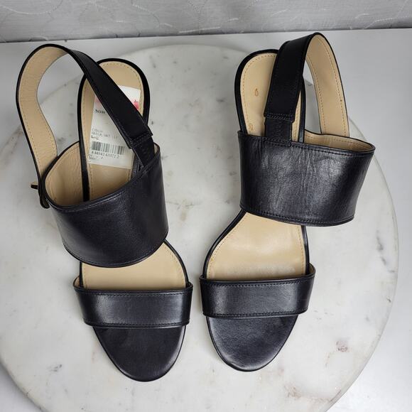 Coach Marla Slingback Heels Womens 7 Black Leather Turn Lock Open Toe Sandals - Picture 4 of 16